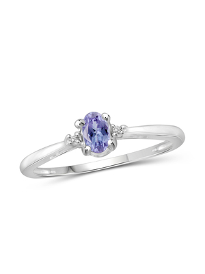 Gem Stone King 0,18 ct Niebieski tanzanit Srebrny pierścionek próby 925 z 10-karatowym żółtym złotem Pierścionek z zębami
