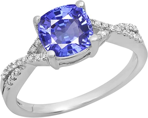 10-karatowy złoty pierścionek markiza 1,68 ct z prawdziwym naturalnym tanzanitem i diamentami