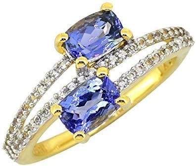 Kupuj kobiety LC platynowe żółte złoto niebieski tanzanit Birthstone cyrkon pierścionek rozmiar 8 prezenty