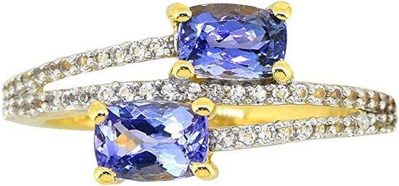 Kupuj kobiety LC platynowe żółte złoto niebieski tanzanit Birthstone cyrkon pierścionek rozmiar 8 prezenty