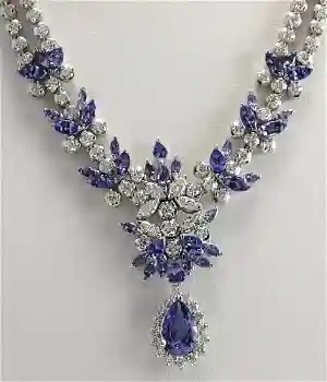 13,80 CTW Naturalny tanzanit i diamentowy naszyjnik z 14-karatowego białego złota