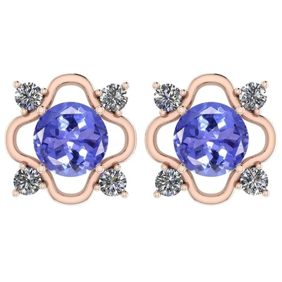 0,5 Carat Branch Flower Design JewelersClub Tanzanit Pierścień Srebrny pierścionek Biżuteria z akcentem białego diamentu