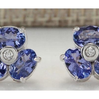 0,5 Carat Branch Flower Design JewelersClub Tanzanit Pierścień Srebrny pierścionek Biżuteria z akcentem białego diamentu