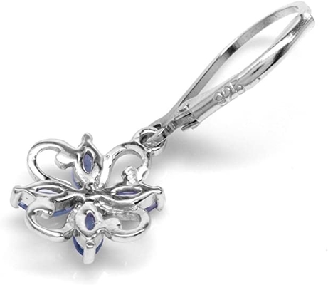 0,5 Carat Branch Flower Design JewelersClub Tanzanit Pierścień Srebrny pierścionek Biżuteria z akcentem białego diamentu