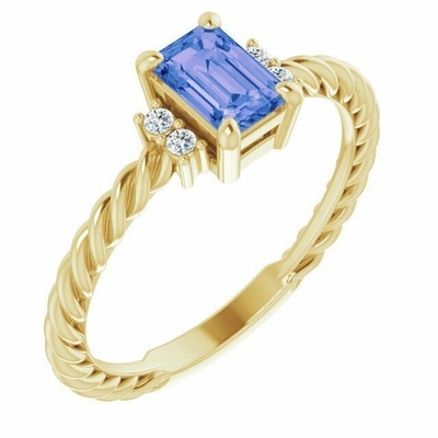 Karatowy tanzanit 0,925 Sterling Silver Ring Biżuteria z akcentem białego diamentu