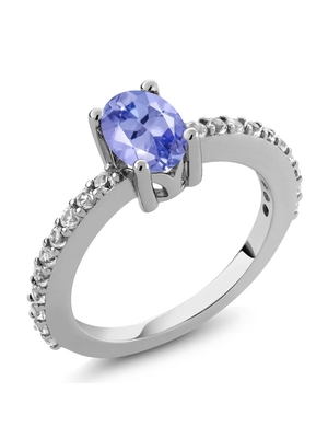 Jewelers Club Pierścionek Tanzanit Biżuteria Birthstone z białym diamentem
