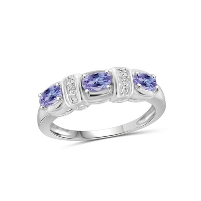 Jewelers Club Pierścionek Tanzanit Biżuteria Birthstone z białym diamentem