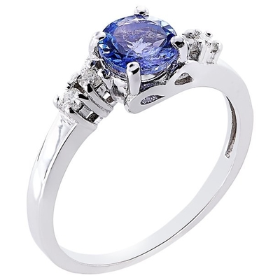 Karatowy tanzanit 0,925 Sterling Silver Ring Biżuteria z akcentem białego diamentu