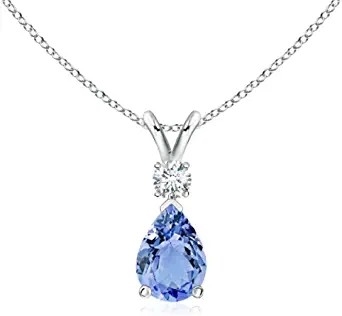 Solitaire wisiorek Angara naturalny tanzanit naszyjnik dla kobiet dziewczyn 14K