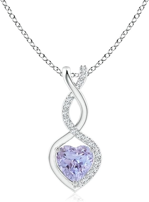Naturalny Tanzanit Nieskończoność Wisiorek Serce Naszyjnik Diamenty Sterling SilverI 14K