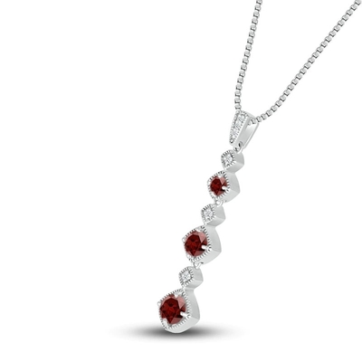 Naszyjnik z naturalnego granatu 1/20 ct tw diamentów ze srebrem próby 925