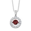 Natural Garnet Ruby Necklace 1/15 ct tw Diamonds 14K Two-Tone Gold