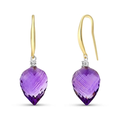 2,46 ct. tw Ametyst i 1/10 ct. tw Diamentowe kolczyki Leverback ze srebra próby 925