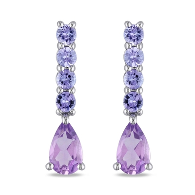 Biżuteria Mythos Claw Amethyst Srebrne Kolczyki Drop Dla Kobiet