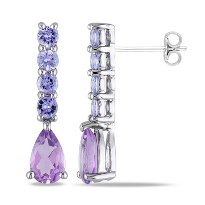 Biżuteria Mythos Claw Amethyst Srebrne Kolczyki Drop Dla Kobiet
