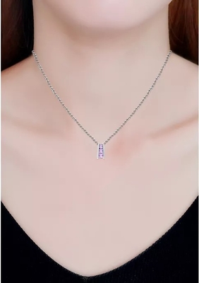 3/8 ct. tw Naszyjnik z trzema kamiennymi drabinami z ametystem wykonany ze srebra próby 925