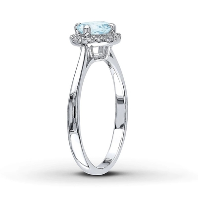 Pierścionek z akwamarynem 1/15 ct tw diamenty Sterling Silver dla kobiet