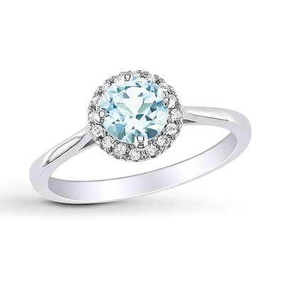 Pierścionek z akwamarynem 1/15 ct tw diamenty Sterling Silver dla kobiet