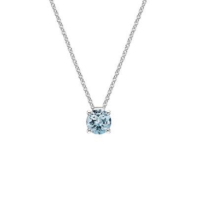 Diamentowy naszyjnik z akwamarynem (14-karatowe białe złoto, akwamaryn w kształcie gruszki 6x9mm, diamenty o masie 10ctw.)