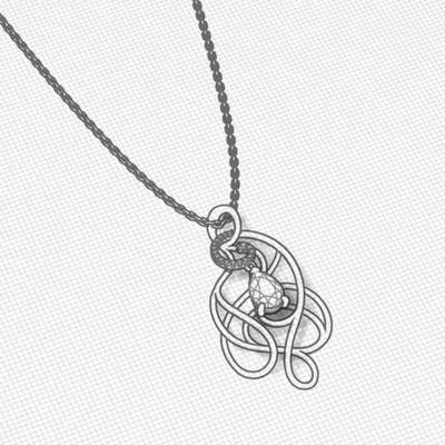 Diamentowy naszyjnik z akwamarynem (14-karatowe białe złoto, akwamaryn w kształcie gruszki 6x9mm, diamenty o masie 10ctw.)