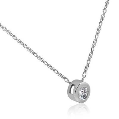 1/4 ct Round Diamond Solitaire Bezel Naszyjnik 18&quot; 14-karatowe białe złoto (4.1)4,1 gwiazdki z 7 recenzji7 recenzji