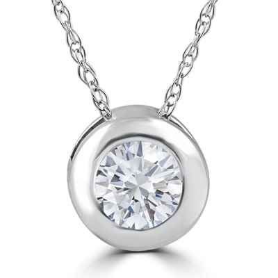 1/4 ct Round Diamond Solitaire Bezel Naszyjnik 18&quot; 14-karatowe białe złoto (4.1)4,1 gwiazdki z 7 recenzji7 recenzji
