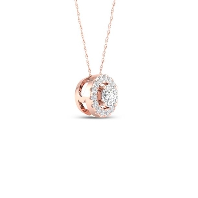 Imperial 1/6Ct TDW Diamond 10k różowe złoto okrągły diamentowy naszyjnik Halo