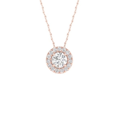 Imperial 1/6Ct TDW Diamond 10k różowe złoto okrągły diamentowy naszyjnik Halo