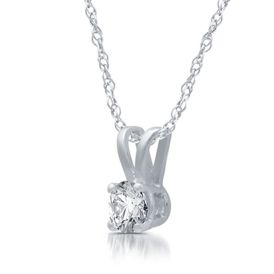 Naszyjnik z okrągłym diamentem Solitaire 1/5 ct 14-karatowe białe złoto