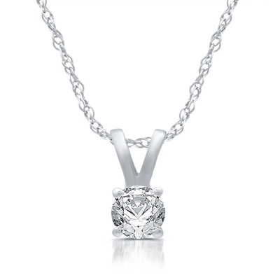Naszyjnik z okrągłym diamentem Solitaire 1/5 ct 14-karatowe białe złoto