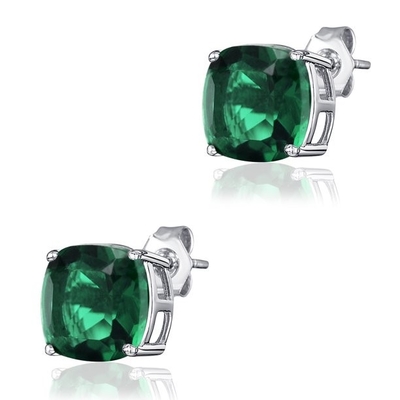 Chic Silver 925 Sterling Silver Wisiorek Serce Naszyjnik Symulowany Szmaragdowy Naszyjnik Birthstone