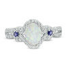 Opal w kształcie serca 5,0 mm i 1/8 CT. TW Diamentowy pierścionek w ramie ze srebra próby 925