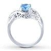 Klasyczny szwajcarski niebieski topaz i diamentowy pierścionek zaręczynowy z trzech kamieni 925 Sterling Silver