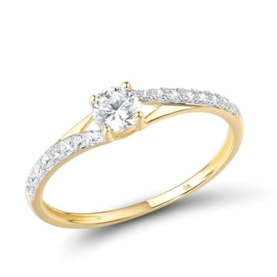 Serce Moissanite Solitaire Zaręczynowy/damski pierścionek 18-karatowe żółte złoto