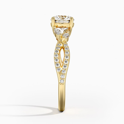 Diamentowy pierścionek zaręczynowy Luxe Willow (1/4 ct. Tw.) Z okrągłym diamentem 0,75 karata i 9-karatowym złotem
