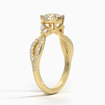 Diamentowy pierścionek zaręczynowy Luxe Willow (1/4 ct. Tw.) Z okrągłym diamentem 0,75 karata i 9-karatowym złotem