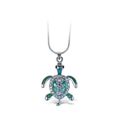 Sterling Silver Blue Sea Turtle Wisiorek Naszyjnik Biżuteria dla Kobiet Ladies Turtle Animal Earrings