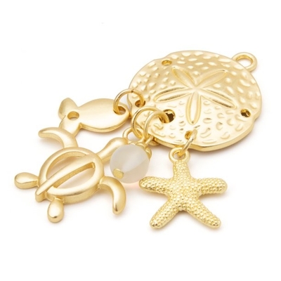 DIY zawieszki z akcentem Sand Dollar z morskim życiem, 2 szt., złote wykończenie