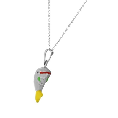925 Sterling Silver 3D Emalia Delfin Urok Wisiorek Naszyjnik
