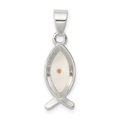 Karat w karatach Sterling Silver polerowane wykończenie emaliowane z nasionami gorczycy Ichthus Fish Charm wisiorek