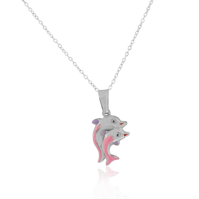 925 Sterling Silver Zapięcie Lobster Emaliowane Ryby Charm Naszyjnik Wisiorek Sea Life Fine Jewelry Dla Kobiet Prezenty Dla Niej