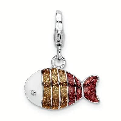 925 Sterling Silver Zapięcie Lobster Emaliowane Ryby Charm Naszyjnik Wisiorek Sea Life Fine Jewelry Dla Kobiet Prezenty Dla Niej