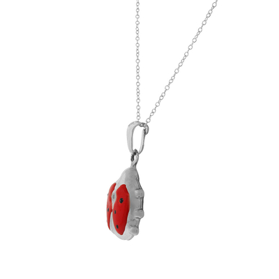 925 Sterling Silver 3D Czerwona Emalia Biedronka Charm Wisiorek Naszyjnik