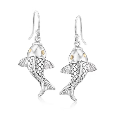 Wyjątkowe kolczyki Larimar Fish Bone Drop ze srebra próby 925