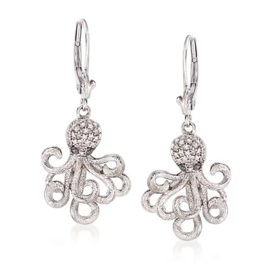 Hawajska biżuteria CZ Octopus Drop Kolczyki ze srebra próby 925