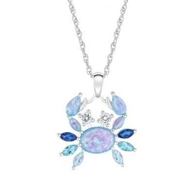 Utworzony wisiorek Opal / Utworzony Sapphire Sea Life Wisiorek, Utworzony wisiorek Topaz Crazy Crab