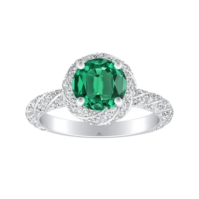 Platerowany naturalny pierścionek zaręczynowy słodkowodny okrągły Cut Pearl Green Emerald Vintage w srebrze