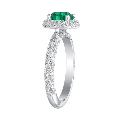 Halo Jewelry Round Cut Wedding Rings Lab Utworzono zielony szmaragdowy pierścionek zaręczynowy