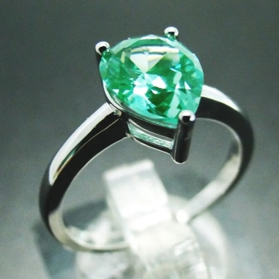 Sterling Silver Green Spinel Ring Modny pierścionek zaręczynowy w kształcie gruszki Solitaire