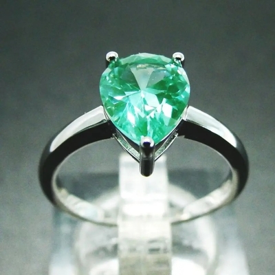 Sterling Silver Green Spinel Ring Modny pierścionek zaręczynowy w kształcie gruszki Solitaire